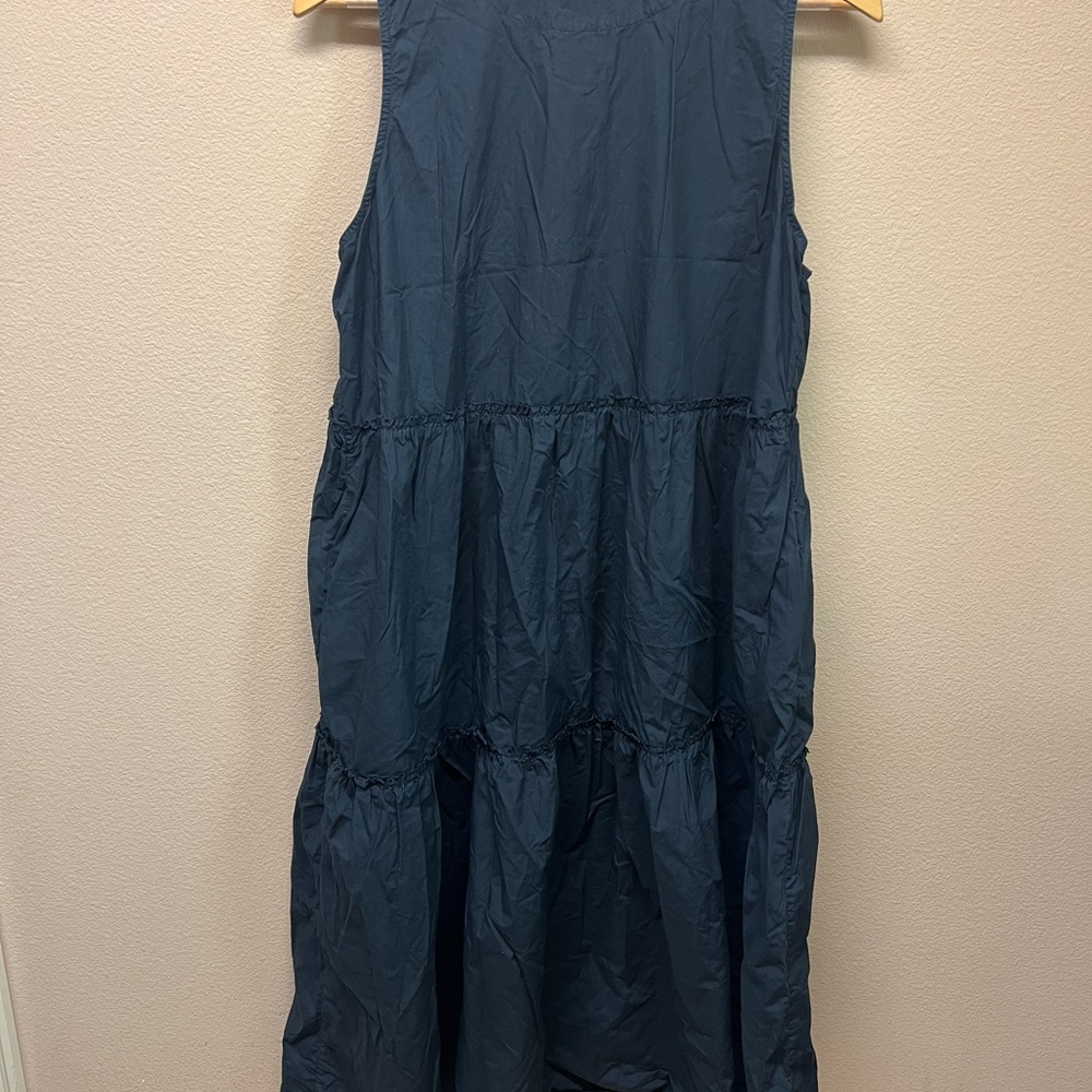 Toast black cotton poplin tiered dress size 10